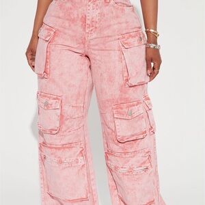 Fashion Nova Pink Cargo Jeans